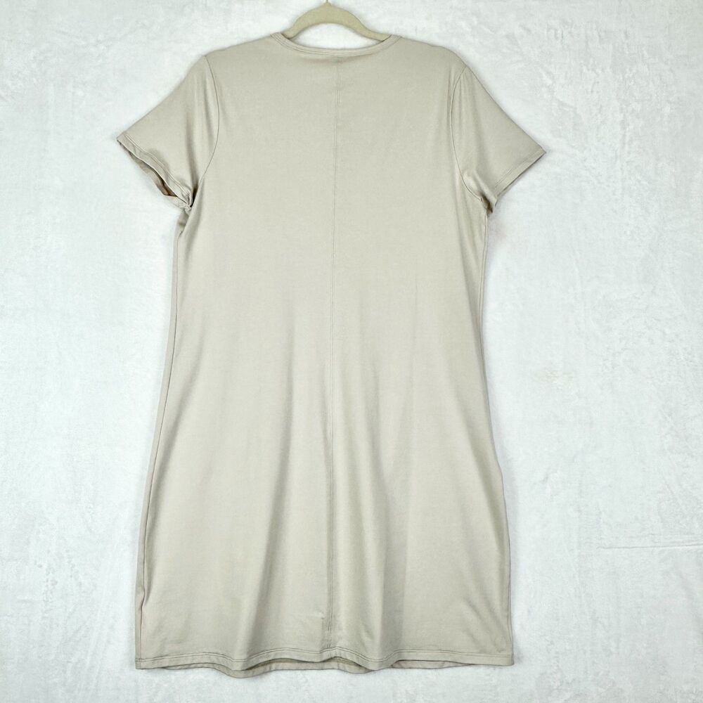 Athleta Essential Tee Dress Size Large NWT Lightweight Supima Beige Albalone - Picture 3 of 6